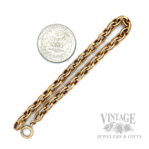 Double Rolo 18k Gold Bracelet Scale View