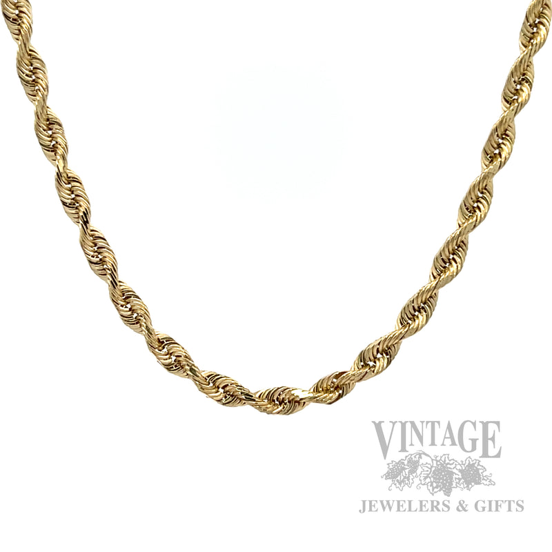 18" 14k Gold Rope Chain Front View