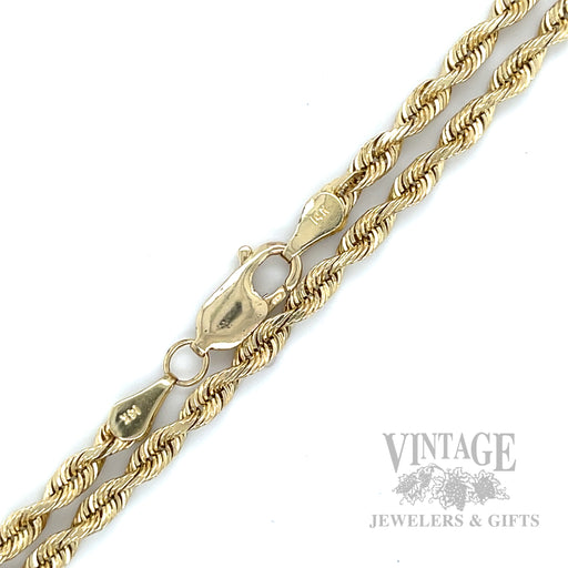 18" 14k Gold Rope Chain Detailed View