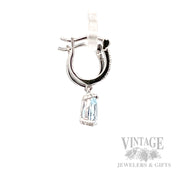 Diamond Accented Aquamarine 14k White Gold Dangle Earrings Side View