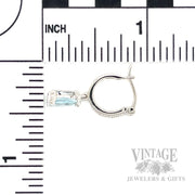 Diamond Accented Aquamarine 14k White Gold Dangle Earrings Scale View