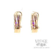 Channel Set Amethyst 12k Gold Drop Earrings Back View