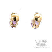 Oval Amethyst 14k Gold Stud Earrings Back View