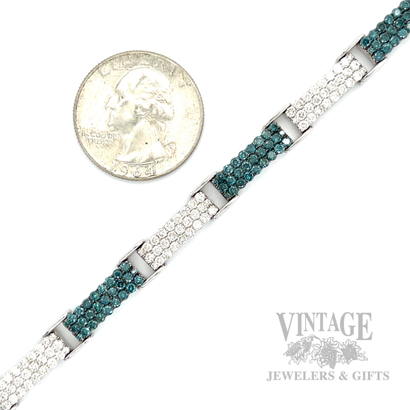 8.07 CTW Blue and Natural Diamond 7.25" Pave Link Bracelet