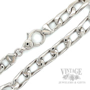 8" Open Curb Link 14k White Gold Bracelet Clasp Detail
