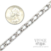 8" Open Curb Link 14k White Gold Bracelet Scale View