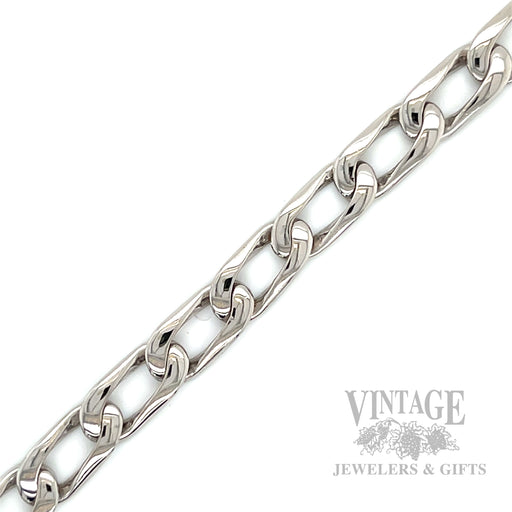 8" Open Curb Link 14k White Gold Bracelet Detailed View