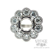 Halo Semi-Mount Engagement Ring Front View