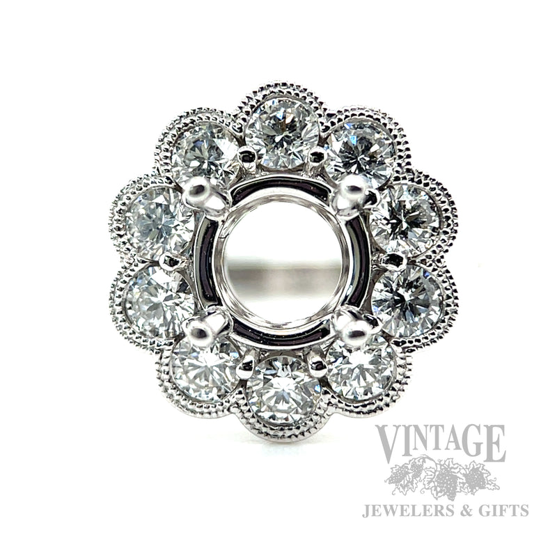 Halo Semi-Mount Engagement Ring Front View