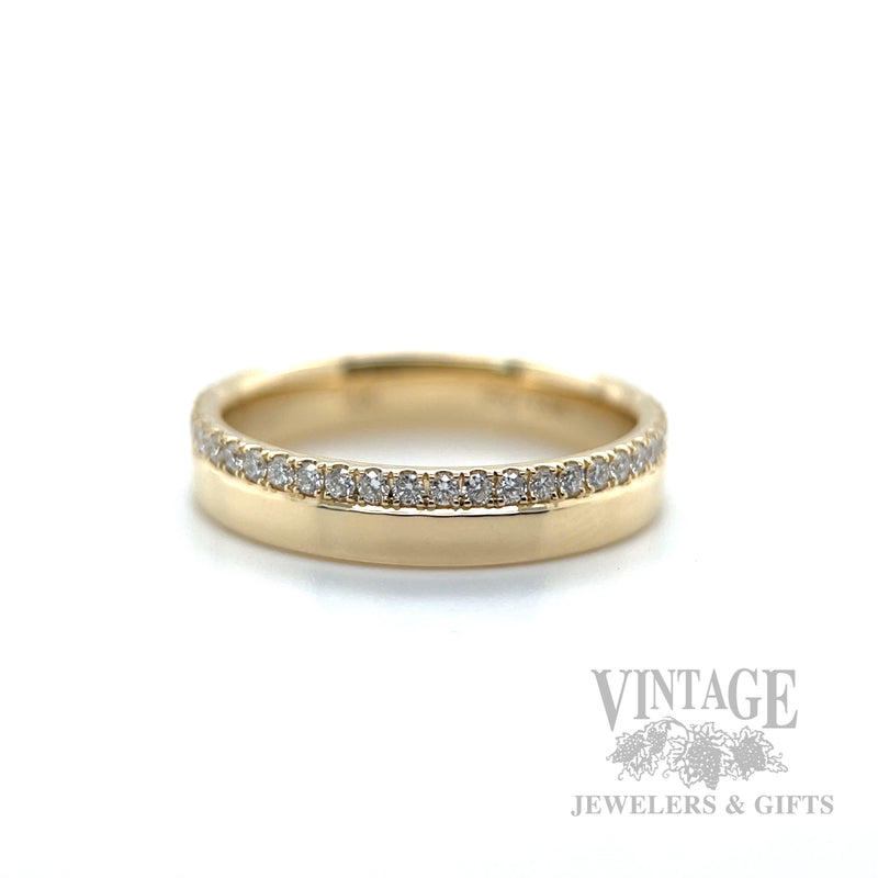 Micro-Pave Striped 14k Gold Stacking Ring