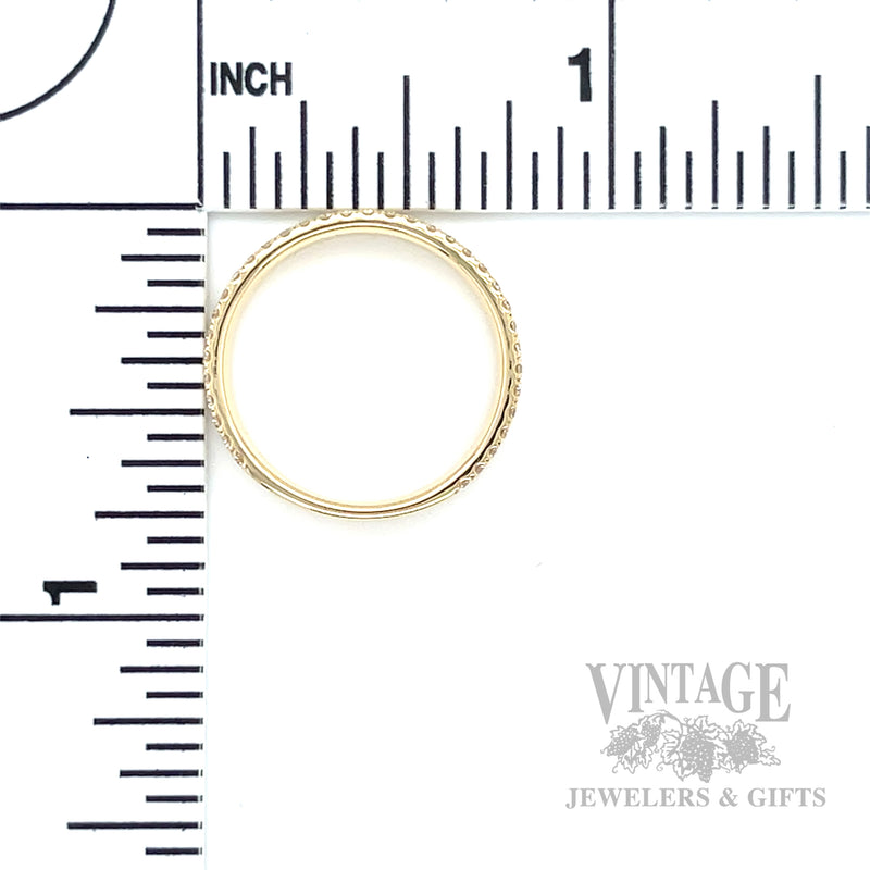 Micro-Pave Striped 14k Gold Stacking Ring
