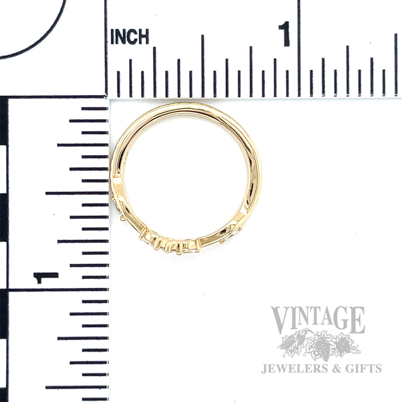 Tiara Motif Curved 14k Gold Ring Scale View
