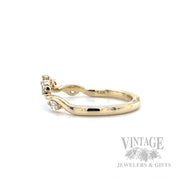 Tiara Motif Curved 14k Gold Ring Side View