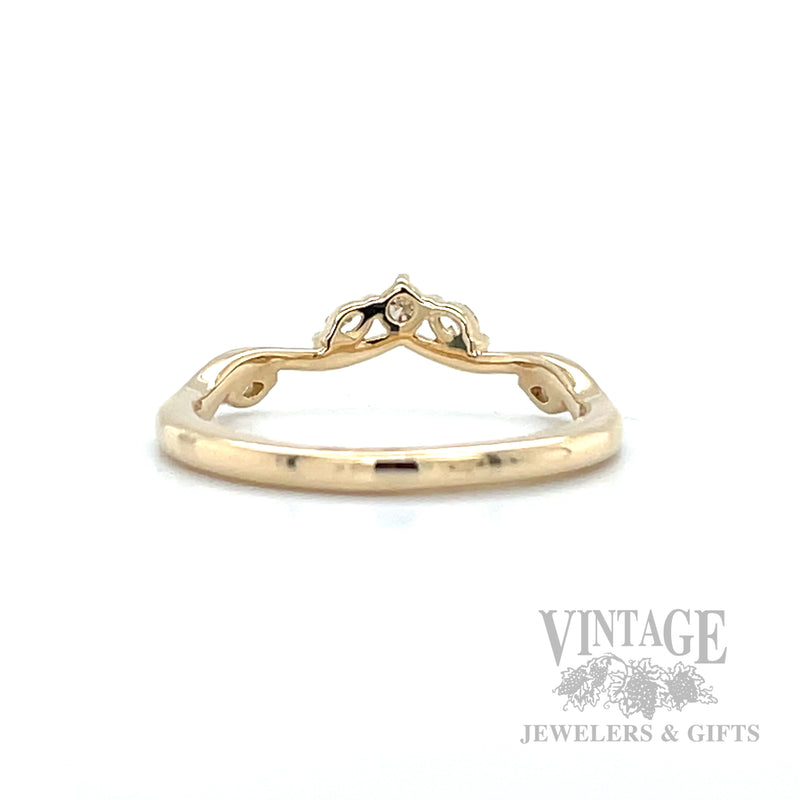 Tiara Motif Curved 14k Gold Ring Back View