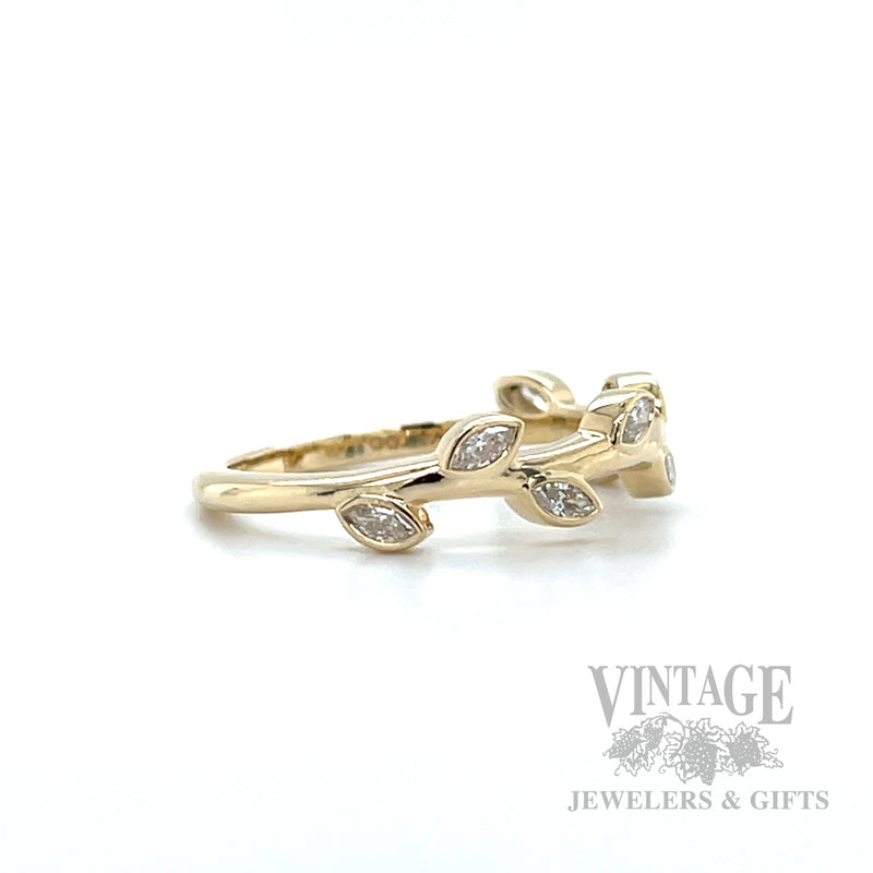Botanical Motif 14k Gold Ring Side View