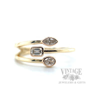 Mixed Cut Open Bypass 14k Gold Ring Front View