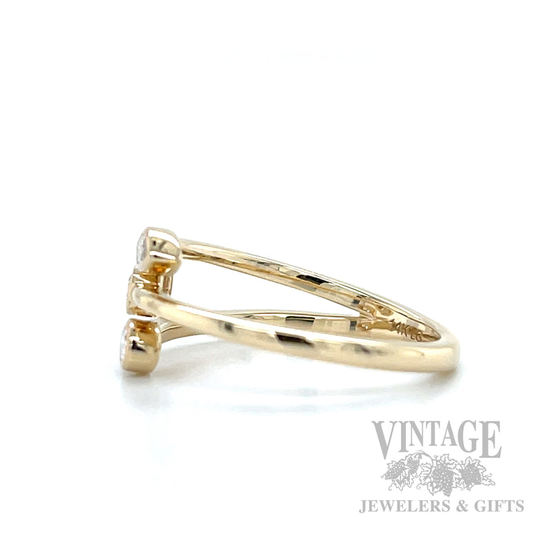 Mixed Cut Open Bypass 14k Gold Ring Side View
