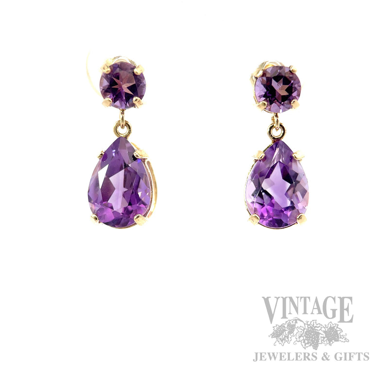 Dangling Amethyst 14k Gold Earrings