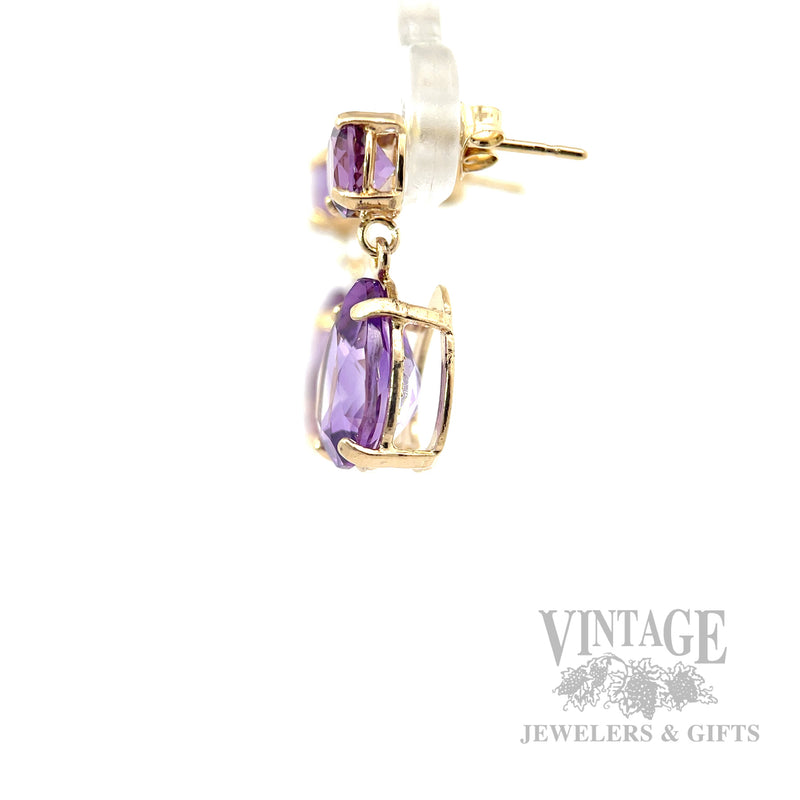 Dangling Amethyst 14k Gold Earrings