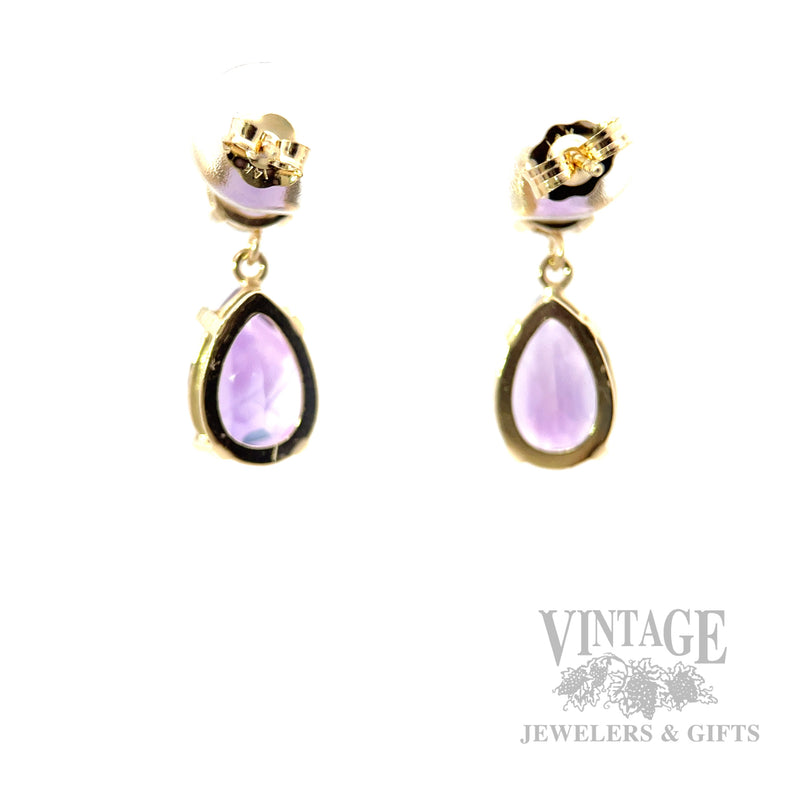 Dangling Amethyst 14k Gold Earrings
