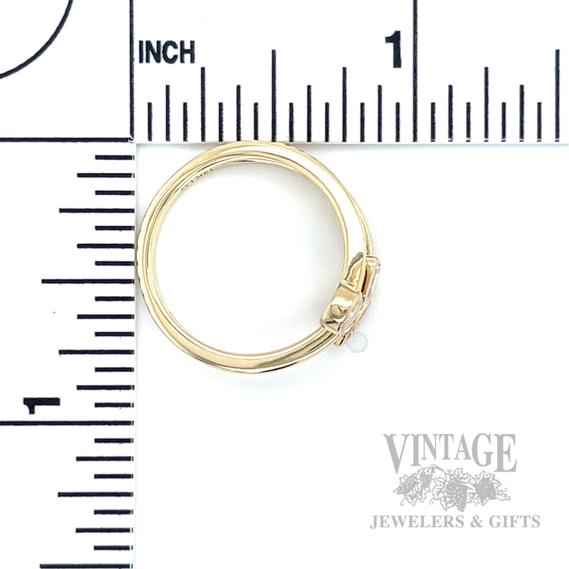 Mixed Cut Open Bypass 14k Gold Ring Scale View
