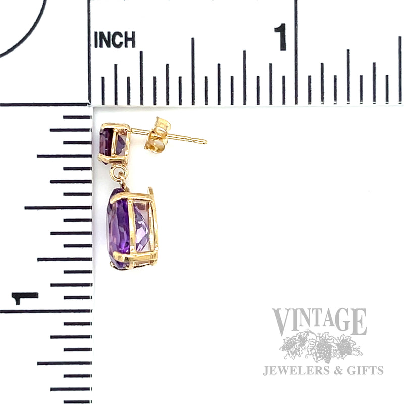 Dangling Amethyst 14k Gold Earrings
