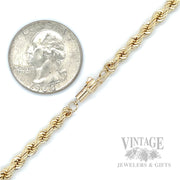 26" Rope 10k Gold Chain Scale View