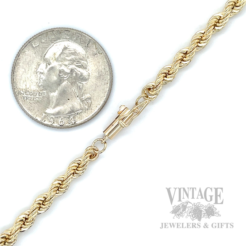 26" Rope 10k Gold Chain Scale View