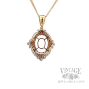 Kunzite 14k Rose Gold Pendant with Chocolate Diamond Accents Back View