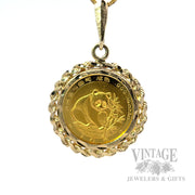 Chinese 1/10 OZ Panda Coin 14k Gold Bezel Pendant Detailed View