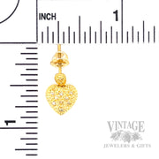 Strawberry Hearts 14k Gold Drop Earrings Scale View