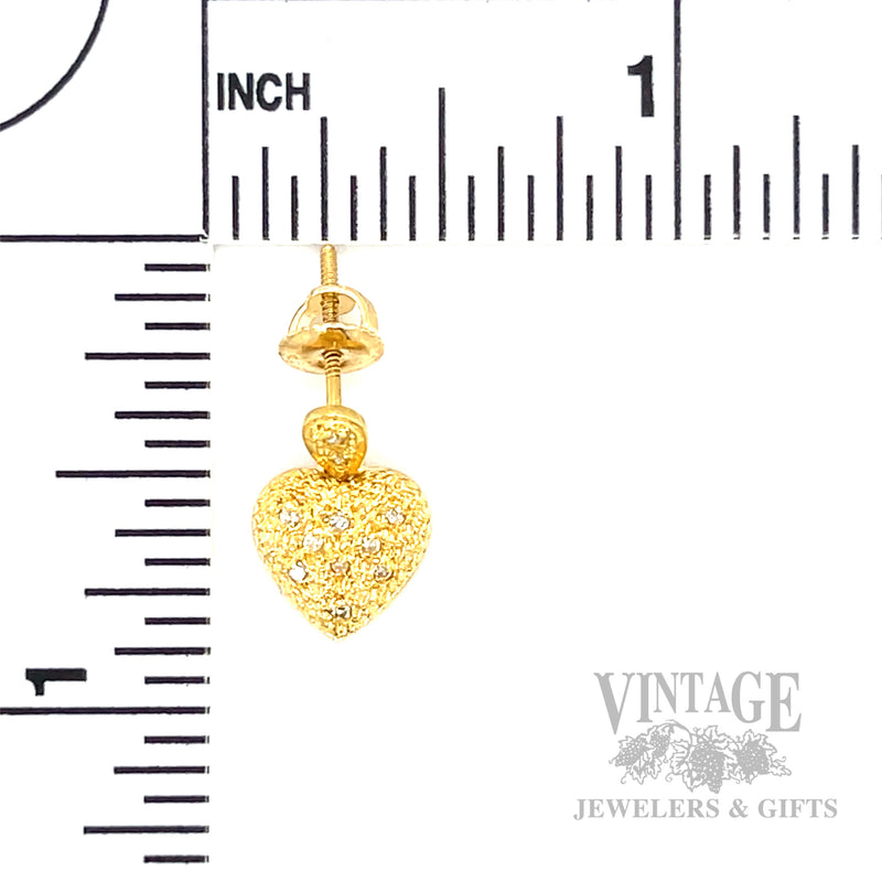 Strawberry Hearts 14k Gold Drop Earrings Scale View