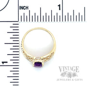 Openwork Amethyst 10k Gold Ring Scale View