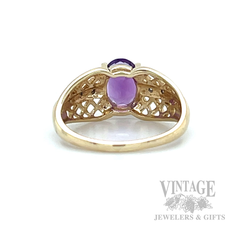 Openwork Amethyst 10k Gold Ring Back/Gallery View