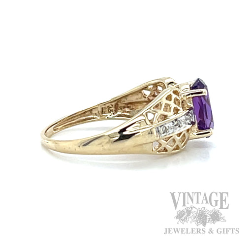 Openwork Amethyst 10k Gold Ring Side View