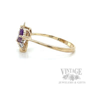 Butterfly Amethyst Diamond Accented 10k Gold Ring Side View