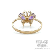 Butterfly Amethyst Diamond Accented 10k Gold Ring Gallery/Inside View