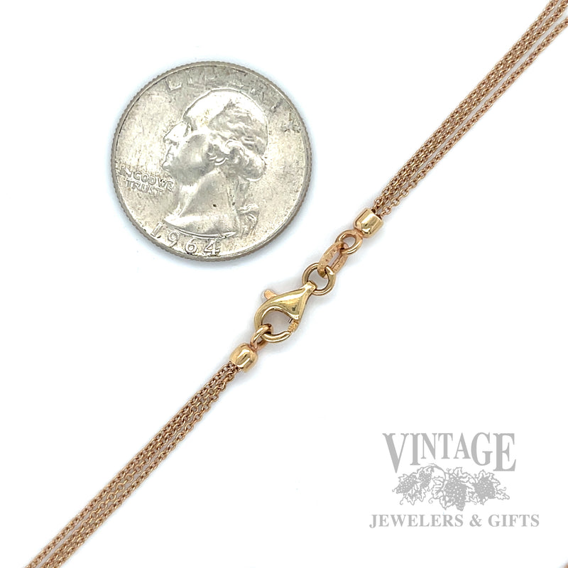 Triple Strand 14k Rose Gold Cable Chain Scale View