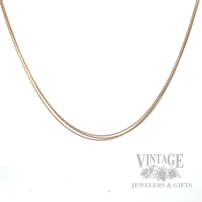 Triple Strand 14k Rose Gold Cable Chain Front View