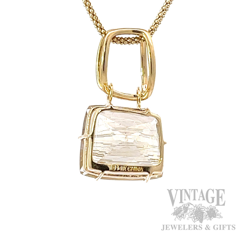 Asymmetrical Rutilated Quartz 14k Gold Pendant Back View