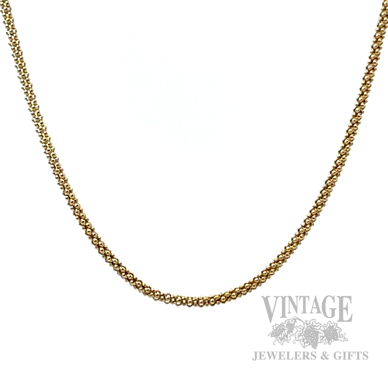 20" Popcorn 14k Gold Chain Suspended View