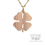 Engraved Four Leaf Clover 17k Gold Pendant Back View