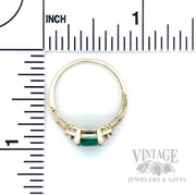 Square Cut Emerald 14k Gold Ring Scale View