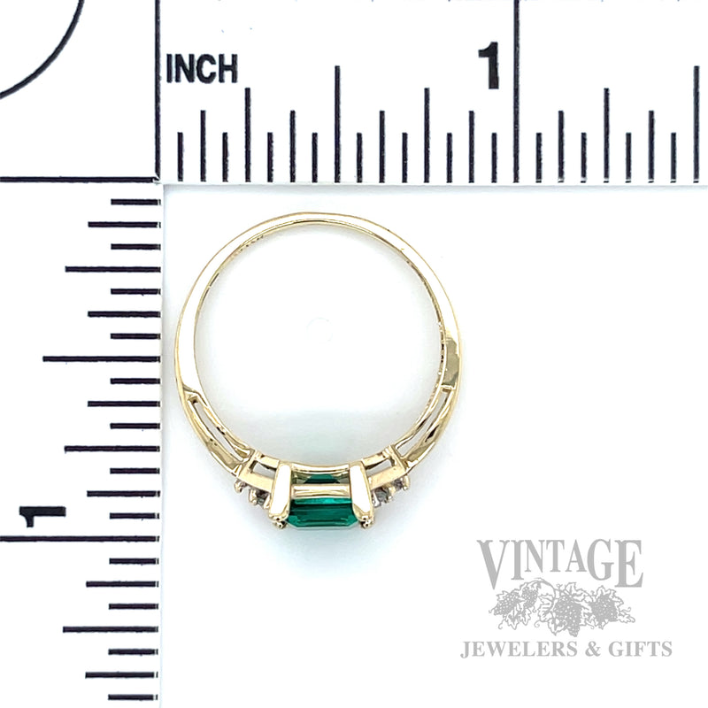 Square Cut Emerald 14k Gold Ring Scale View