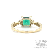 Square Cut Emerald 14k Gold Ring Back View