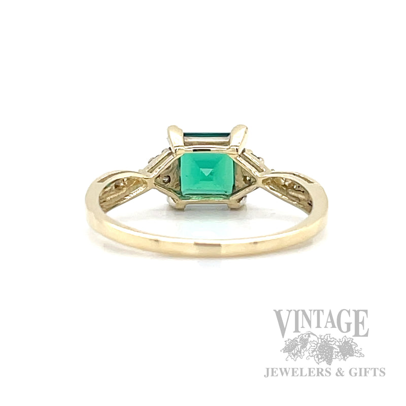 Square Cut Emerald 14k Gold Ring Back View