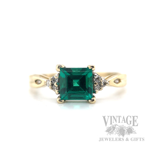 Square Cut Emerald 14k Gold Ring Front View