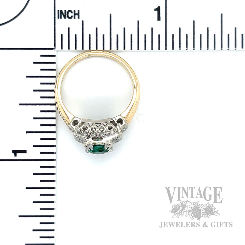 Emerald with Diamond Accented Halo 14k Gold Ring