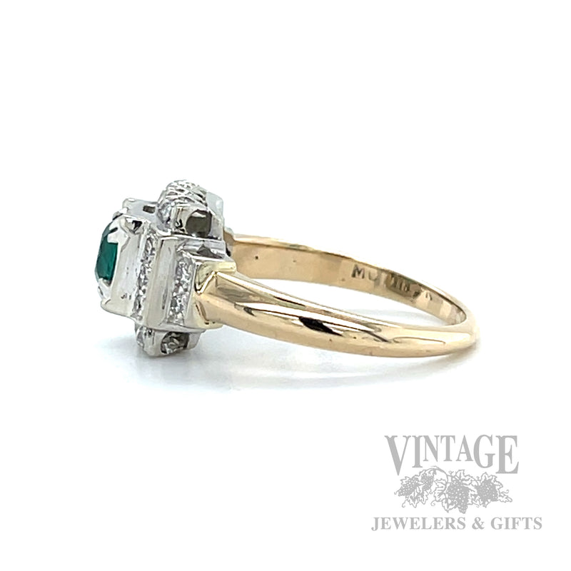 Emerald with Diamond Accented Halo 14k Gold Ring