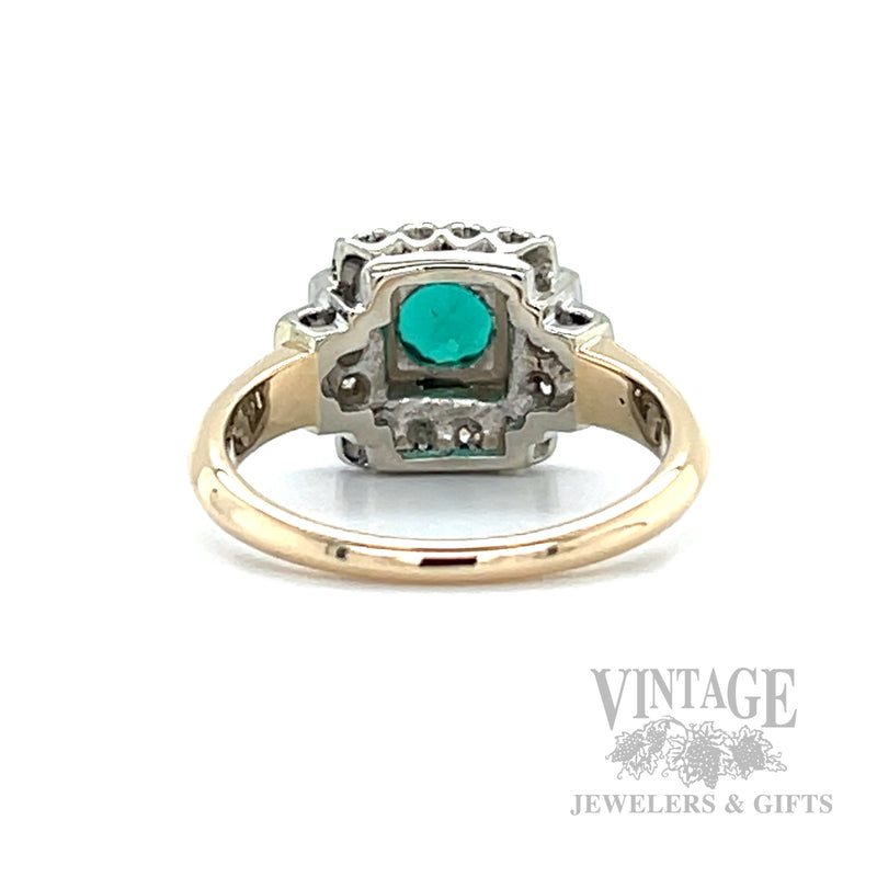 Emerald with Diamond Accented Halo 14k Gold Ring
